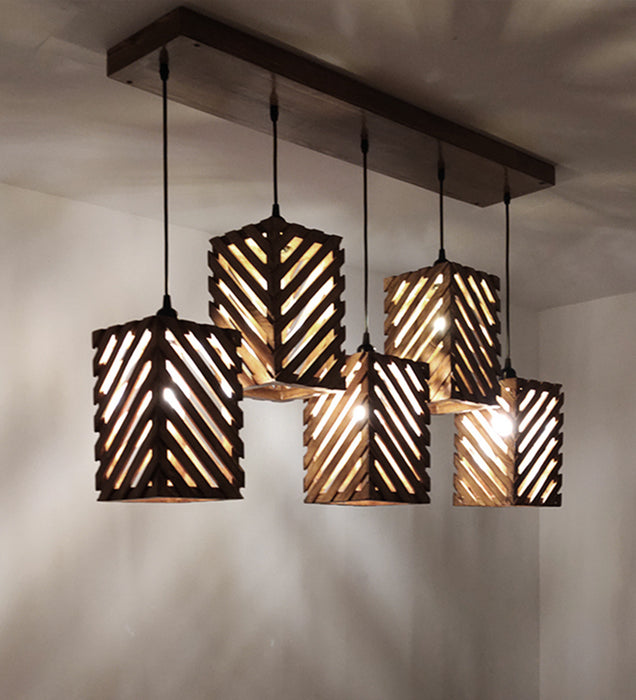 Oblique Brown 5 Series Hanging Lamp