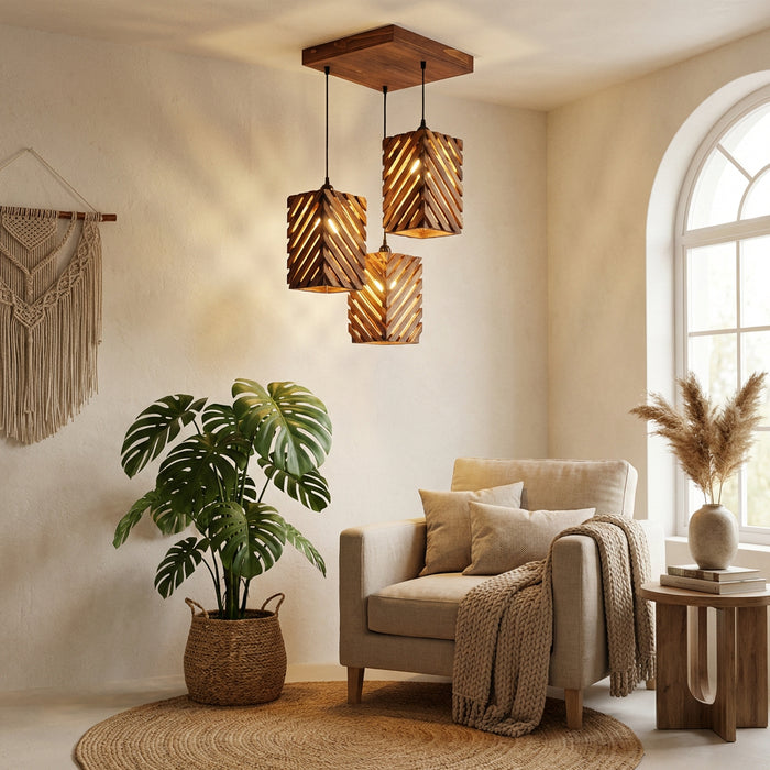 Oblique Brown Cluster Hanging Lamp