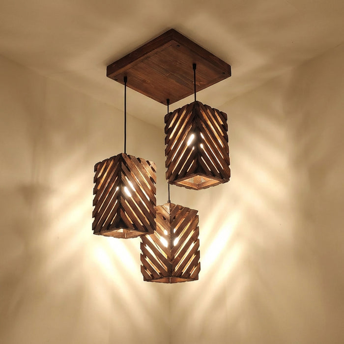 Oblique Brown Cluster Hanging Lamp