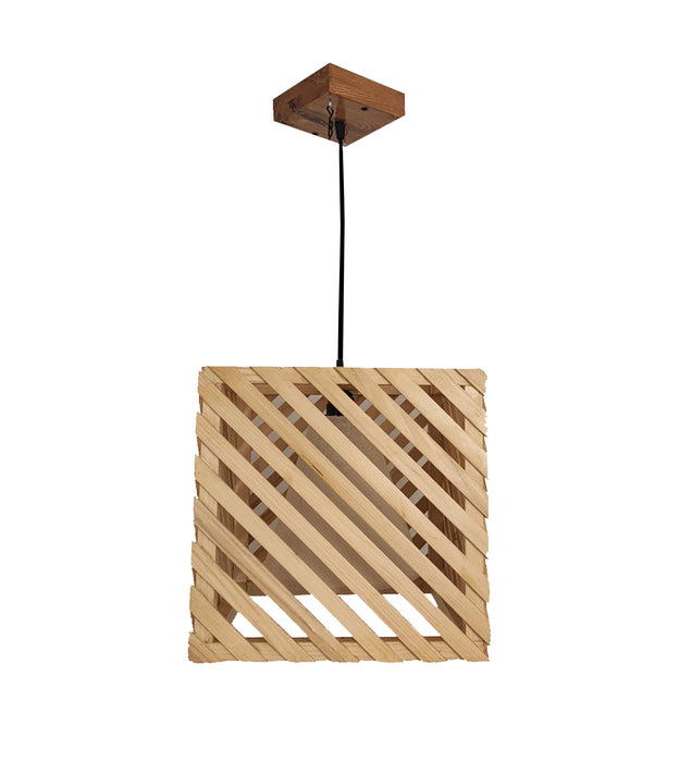 Oblique Beige Wooden Single Hanging Lamp