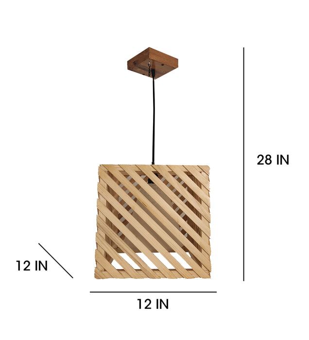 Oblique Beige Wooden Single Hanging Lamp