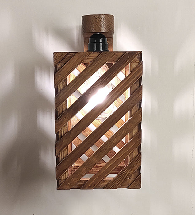 Oblique Brown Wooden Wall Light