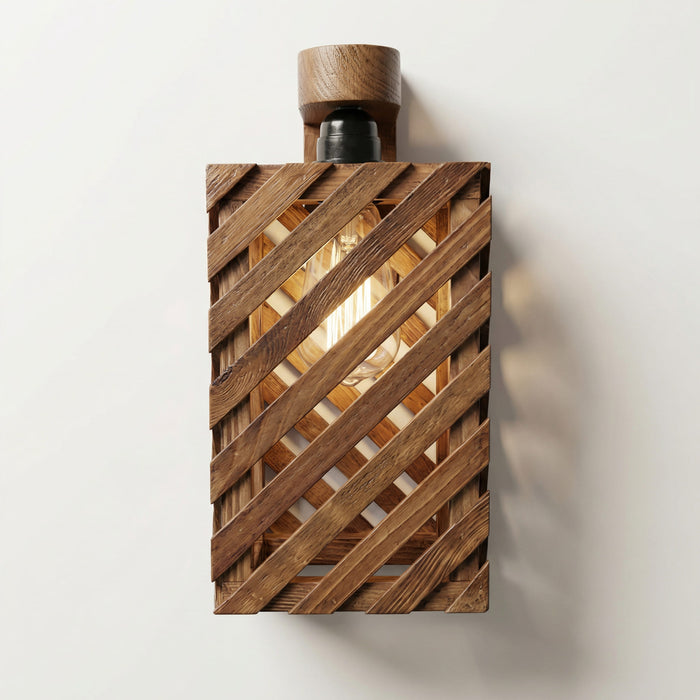 Oblique Brown Wooden Wall Light