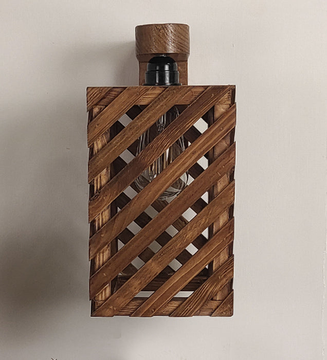 Oblique Brown Wooden Wall Light