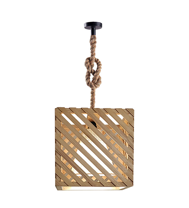 Oblique Beige Wooden Single Hanging Lamp