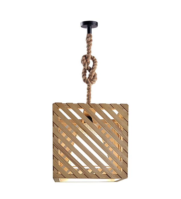 Oblique Brown Wooden Single Hanging Lamp
