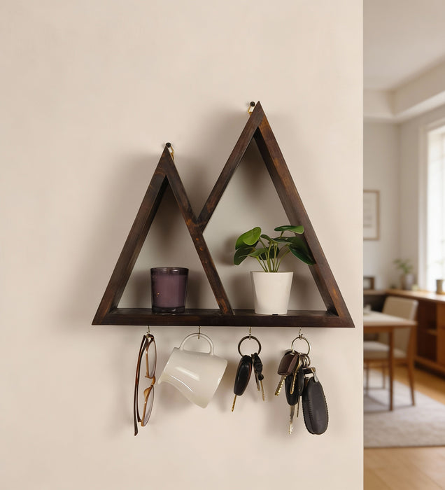 PHAROAH Wooden Wall Shelf Organiser with Key Holders