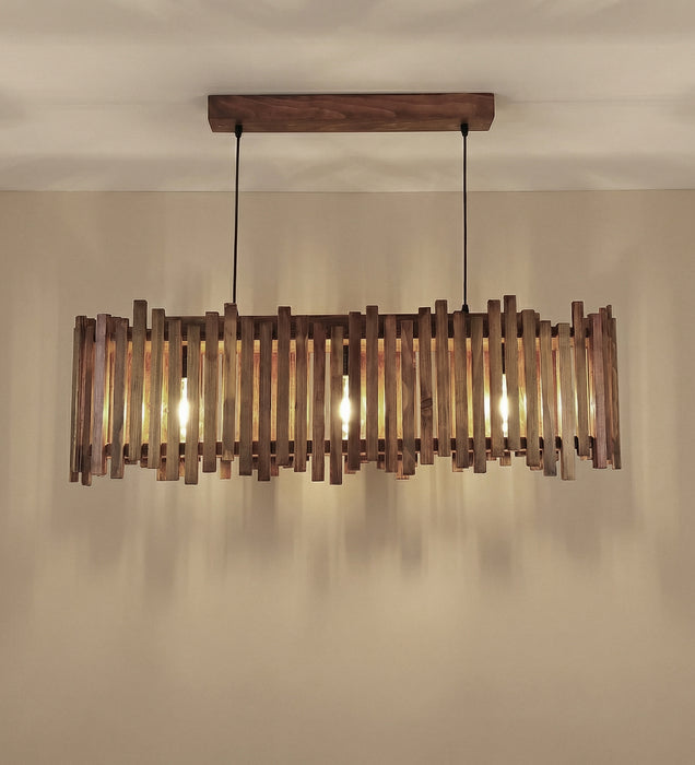 Palisade 36 Centrum Brown Wooden 3 Series Hanging Lamp
