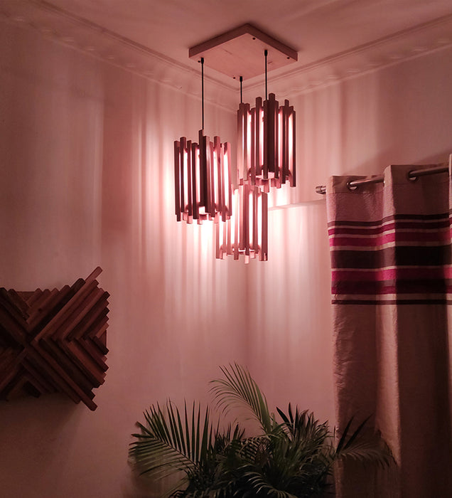 Palisade Beige Wooden Cluster Hanging Lamp