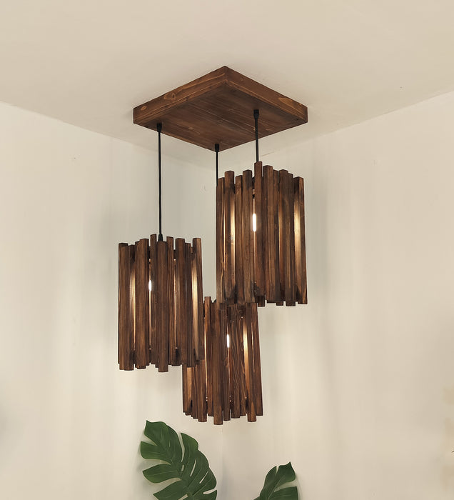 Palisade Brown Wooden Cluster Hanging Lamp