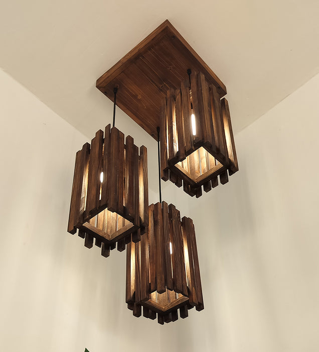 Palisade Brown Wooden Cluster Hanging Lamp