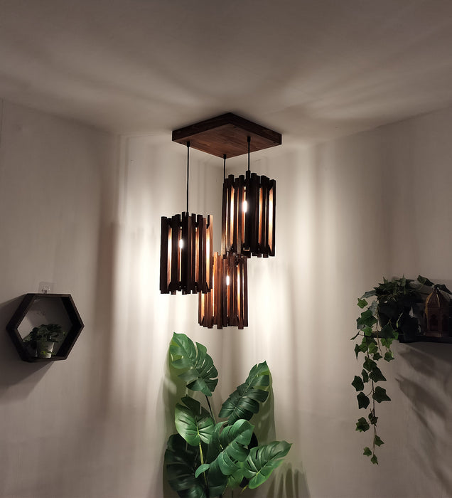 Palisade Brown Wooden Cluster Hanging Lamp