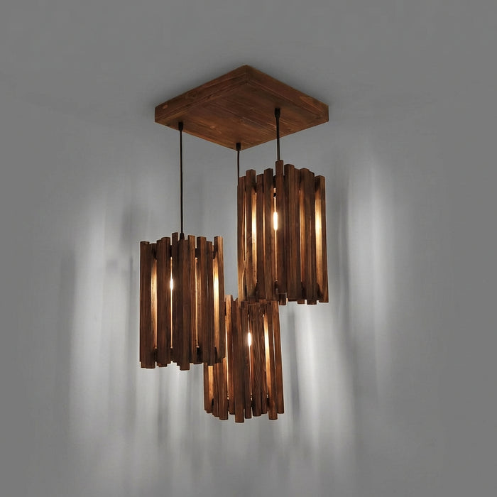 Palisade Brown Wooden Cluster Hanging Lamp