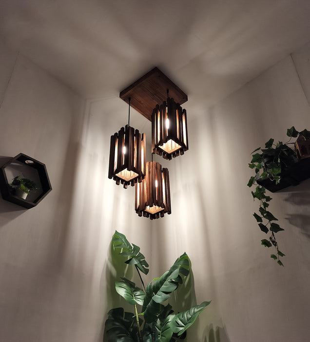 Palisade Brown Wooden Cluster Hanging Lamp