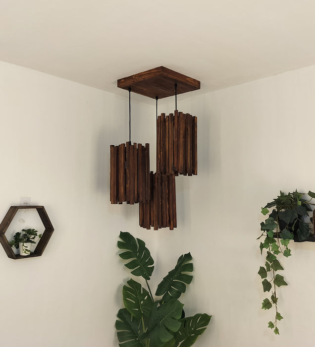 Palisade Brown Wooden Cluster Hanging Lamp