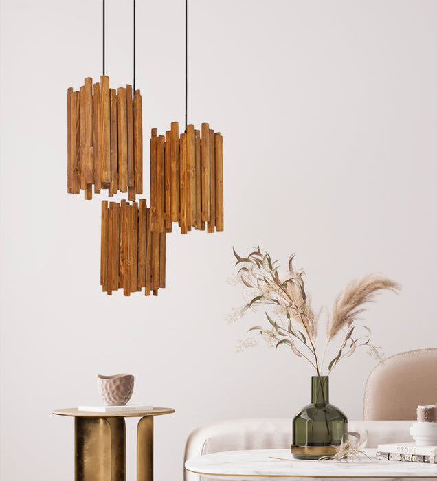 Palisade Brown Wooden Cluster Hanging Lamp