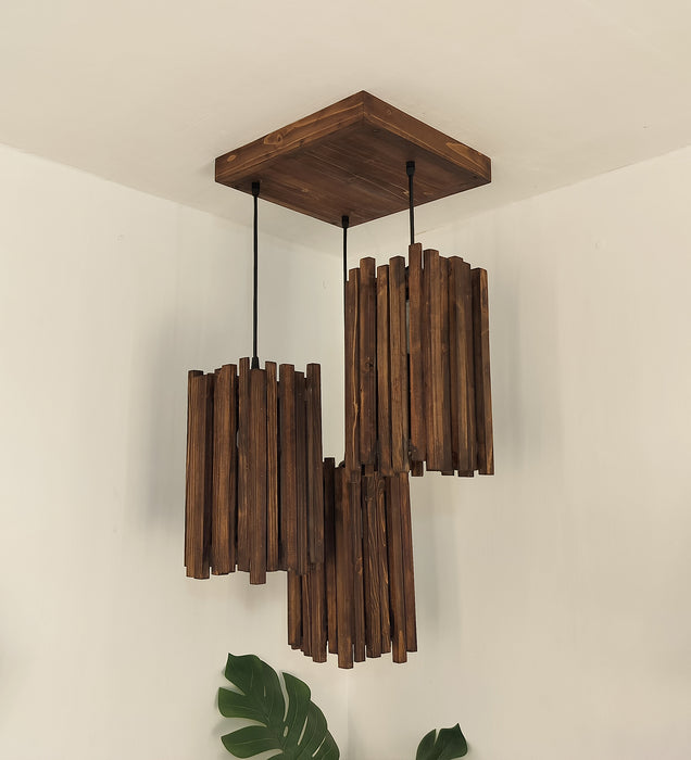 Palisade Brown Wooden Cluster Hanging Lamp