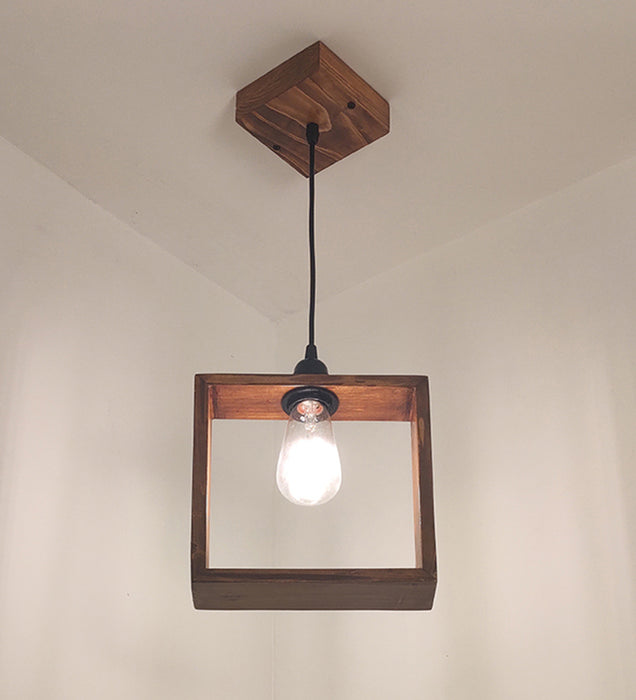 Quattro Brown Wooden Single Hanging Lamp