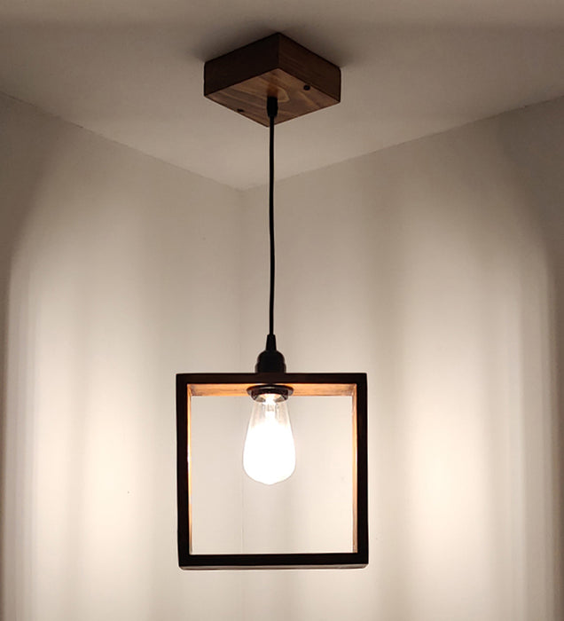 Quattro Brown Wooden Single Hanging Lamp