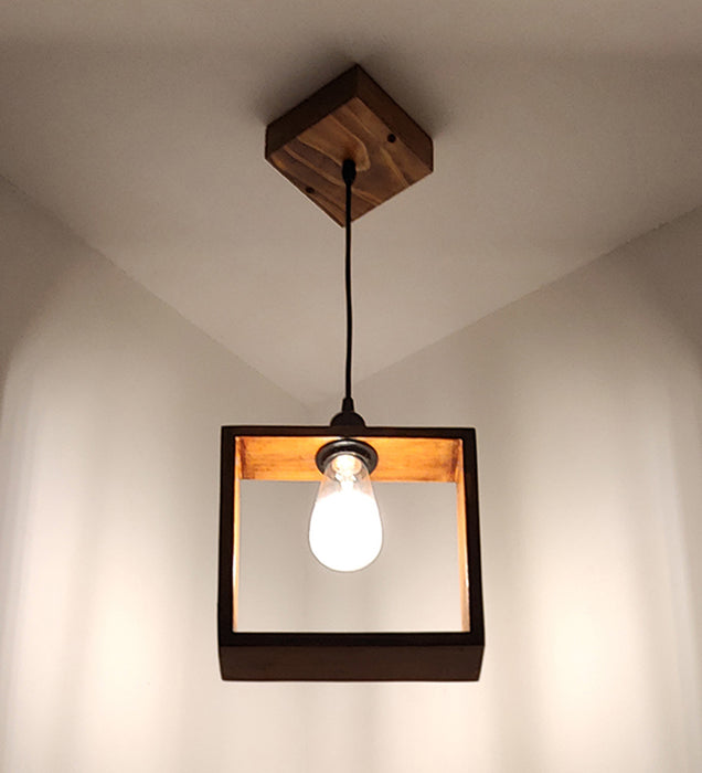 Quattro Brown Wooden Single Hanging Lamp