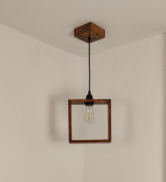 Quattro Brown Wooden Single Hanging Lamp