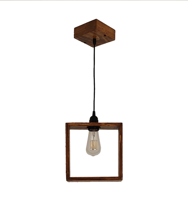 Quattro Brown Wooden Single Hanging Lamp