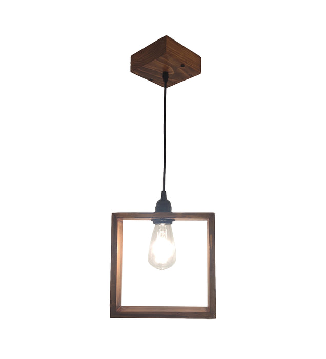 Quattro Brown Wooden Single Hanging Lamp