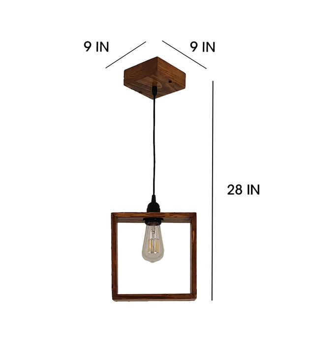 Quattro Brown Wooden Single Hanging Lamp