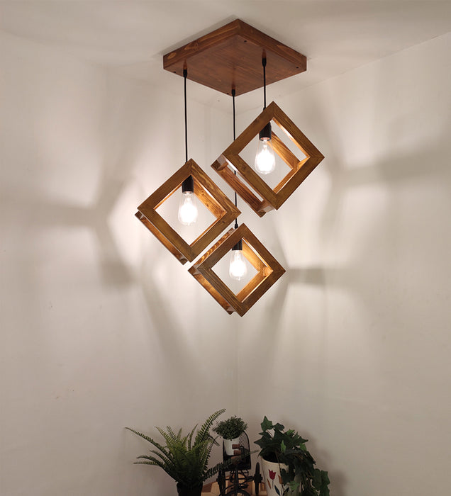 Rhombus Brown Cluster Hanging Lamp