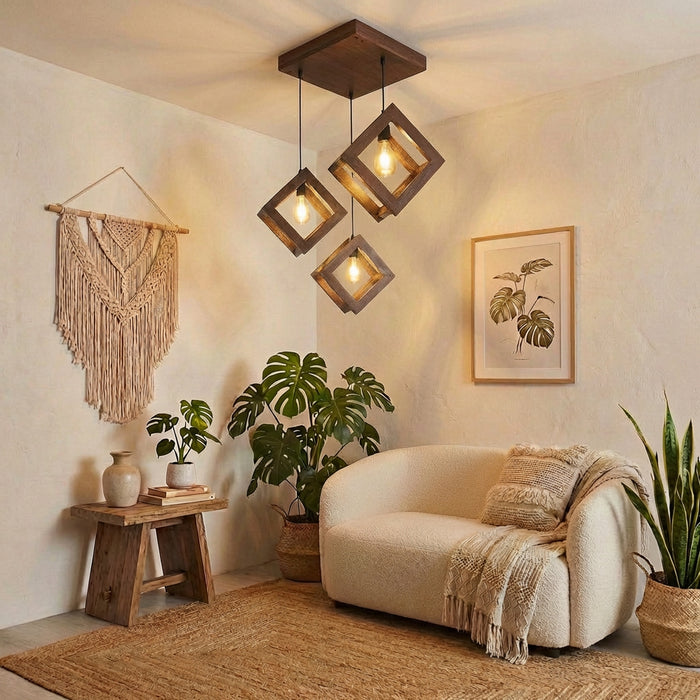 Rhombus Brown Cluster Hanging Lamp
