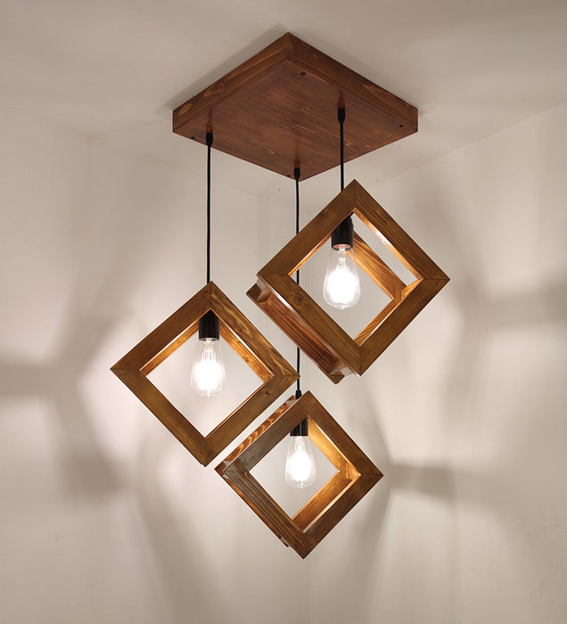 Rhombus Brown Cluster Hanging Lamp