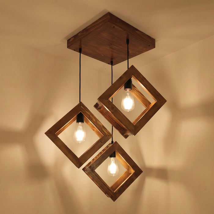 Rhombus Brown Cluster Hanging Lamp