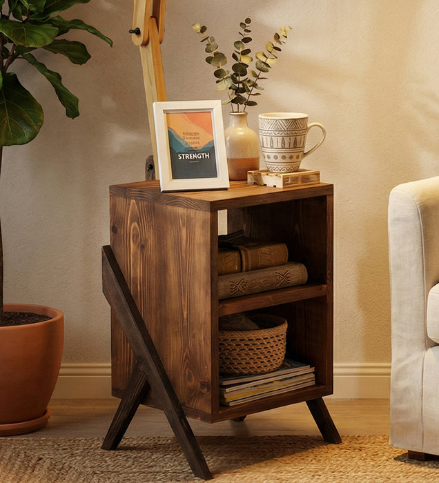Ronan Wooden Floor Lamp with Brown Base and Jute Fabric Lampshade