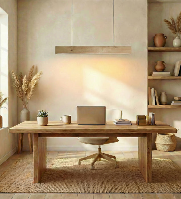 Slimline 36 Beige Wooden LED Hanging Lamp
