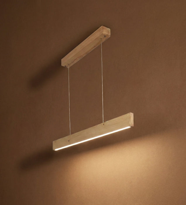 Slimline 36 Beige Wooden LED Hanging Lamp