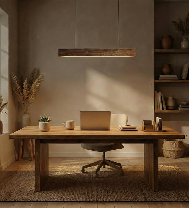 Slimline 36 Brown Wooden LED Hanging Lamp