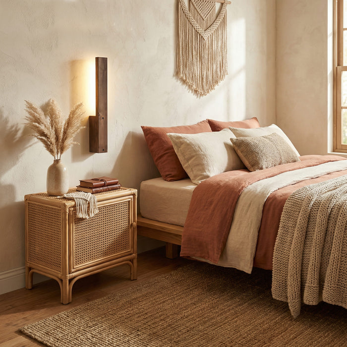 Slimline Brown Wooden LED Wall Light