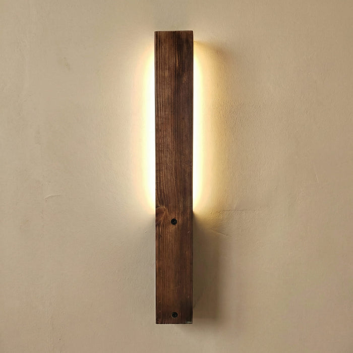 Slimline Brown Wooden LED Wall Light