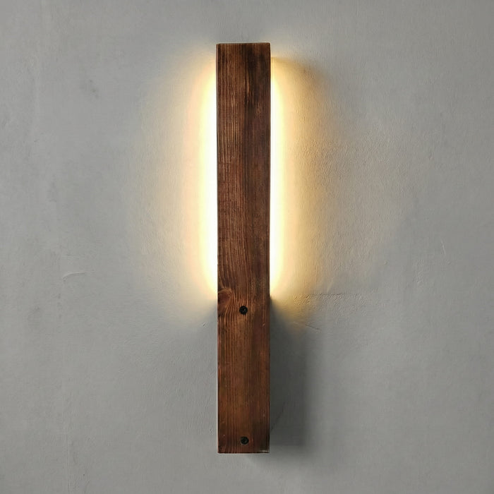 Slimline Brown Wooden LED Wall Light
