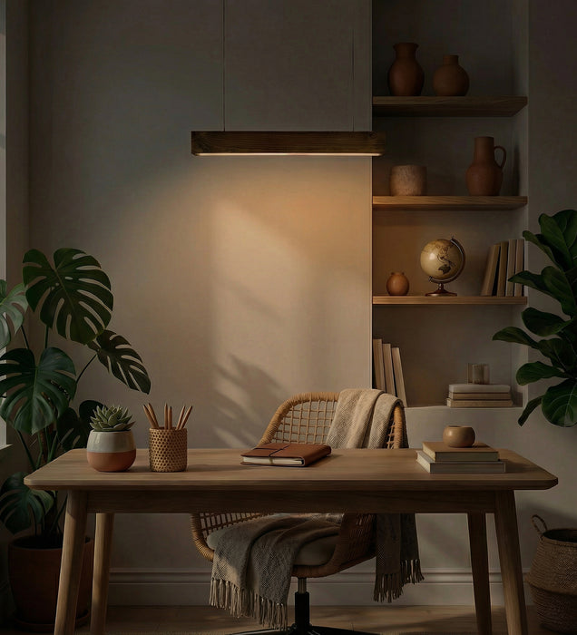 Slimline 24 Brown Wooden LED Hanging Lamp