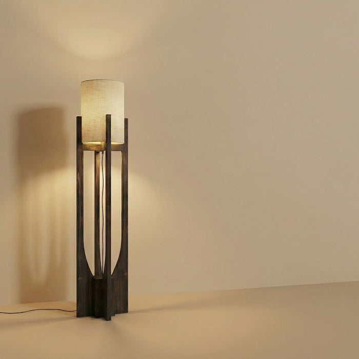 Solitaire Wooden Floor Lamp with Jute Lampshade