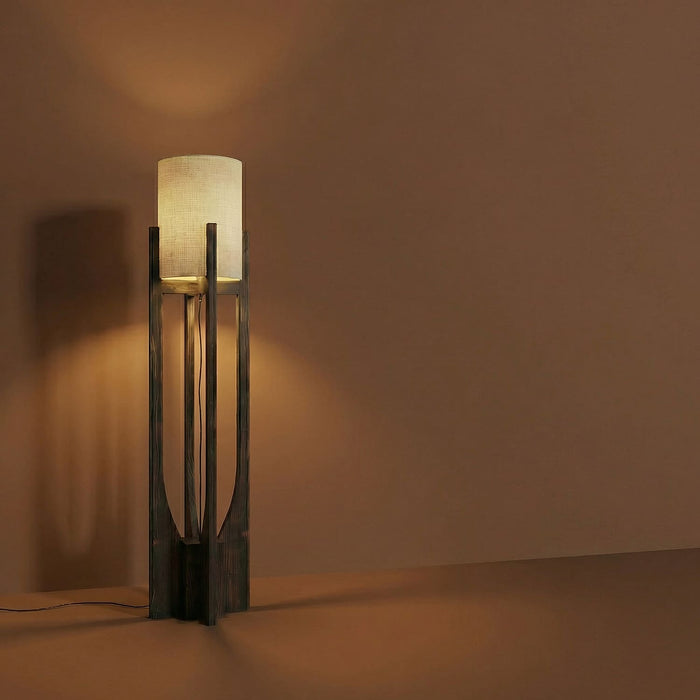 Solitaire Wooden Floor Lamp with Jute Lampshade