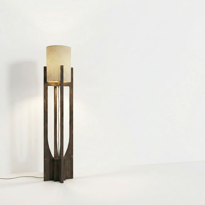 Solitaire Wooden Floor Lamp with Jute Lampshade