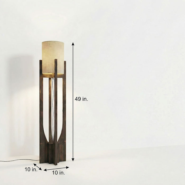 Solitaire Wooden Floor Lamp with Jute Lampshade