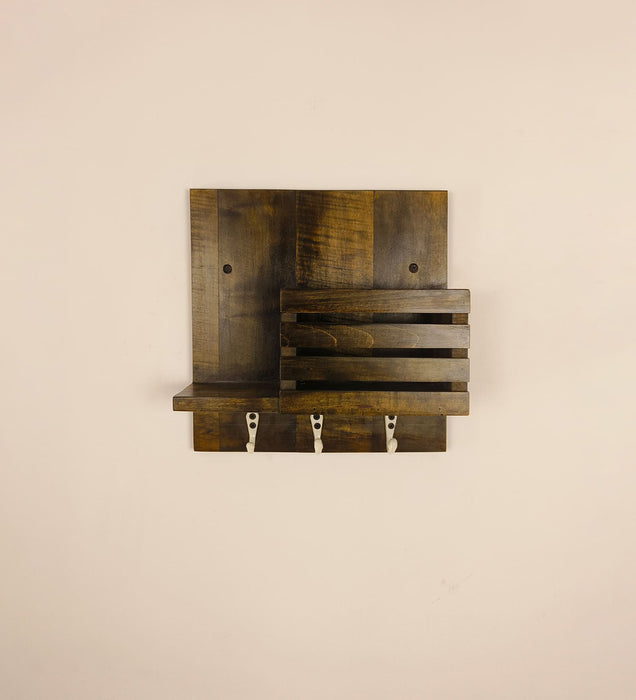 Somerset Wooden Wall Shelf Organiser with Key Holders