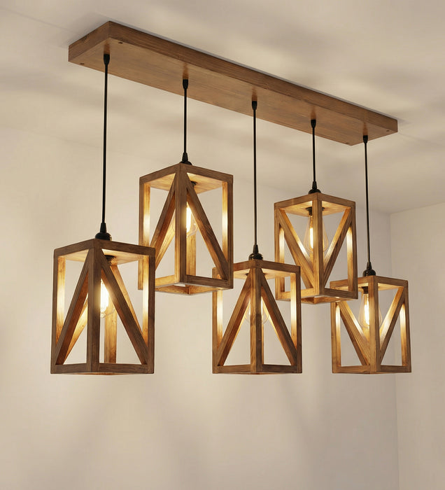 Symmetric Brown 5 Series Hanging Lamp