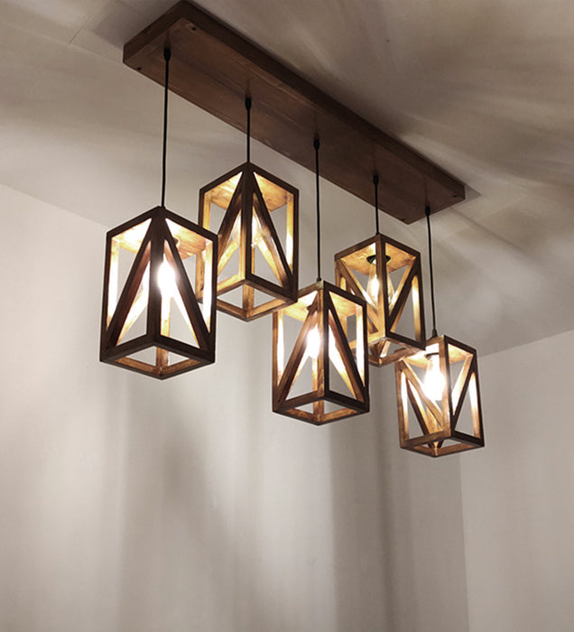 Symmetric Brown 5 Series Hanging Lamp