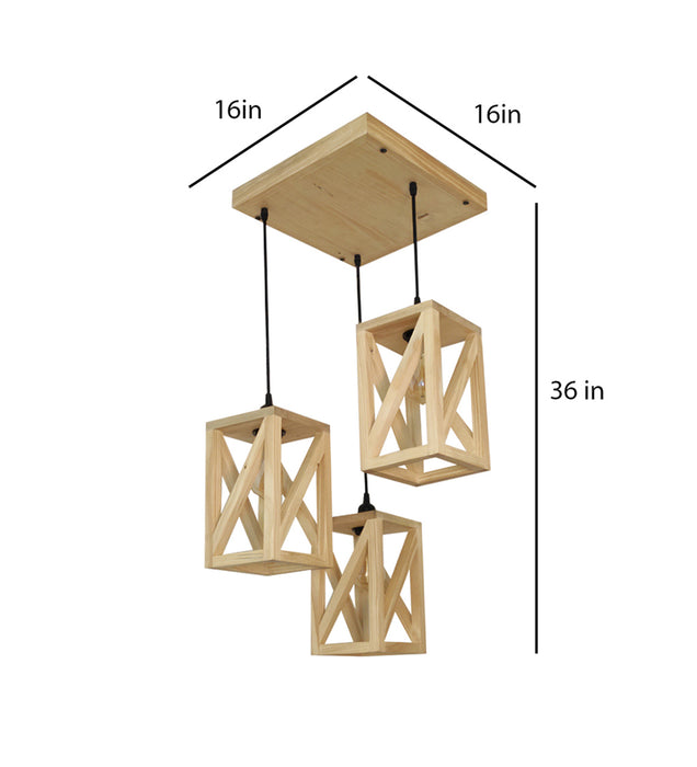 Symmetric Beige Wooden Cluster hanging Lamp