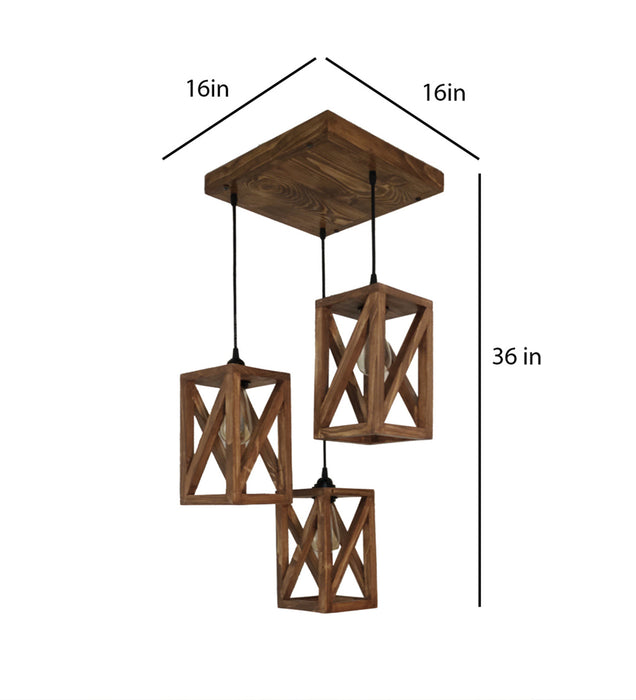 Symmetric Brown Wooden Cluster hanging Lamp