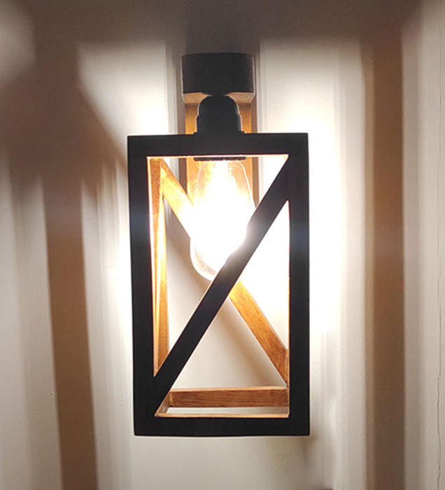 Symmetric Brown Wooden Wall Light